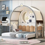 Gray Twin Bed with Arched Canopy and Trundle - image 1