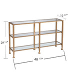 Jensen Gold Metal Console Table with Glass Shelves by SEI Furniture - Narrow Design - image 10