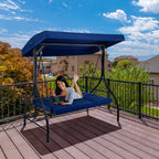 Pirecart 3 Person Patio Porch Swing Outdoor Converting Swing Glider Hammock with Adjustable Canopy, Cushions, Red - image 36