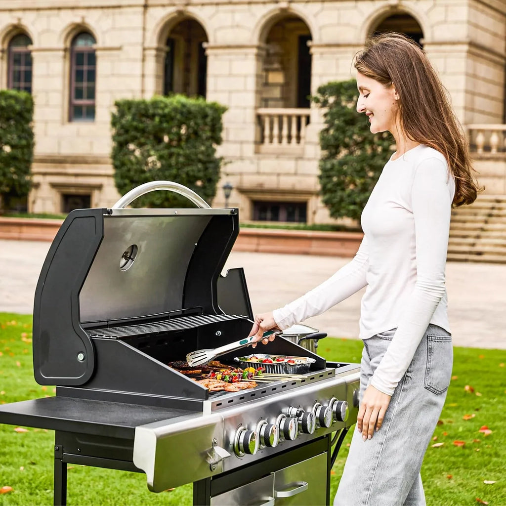 Upgraded 4 Burner BBQ Propane Gas Grill with Cast Iron Grates & Side Stove, 44,000 BTU Stainless Steel Burner Barbecue Grill for Patio, Camping, Outdoor Cooking. - image 22