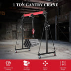 2025  1 Ton Adjustable Gantry Crane, 2200 lbs Capacity, Height Adjustable 96.5"-143.7", Portable Hoist for Factory, Construction, Warehouse, Auto Repair - image 3