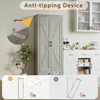 YouTrend 69" Tall Kitchen Pantry,Farmhouse Storage Cabinet with 2 Barn Doors 4 Adjustable Shelves and Large Drawer for Dining Room,Living Room,Bathroom,White - image 15