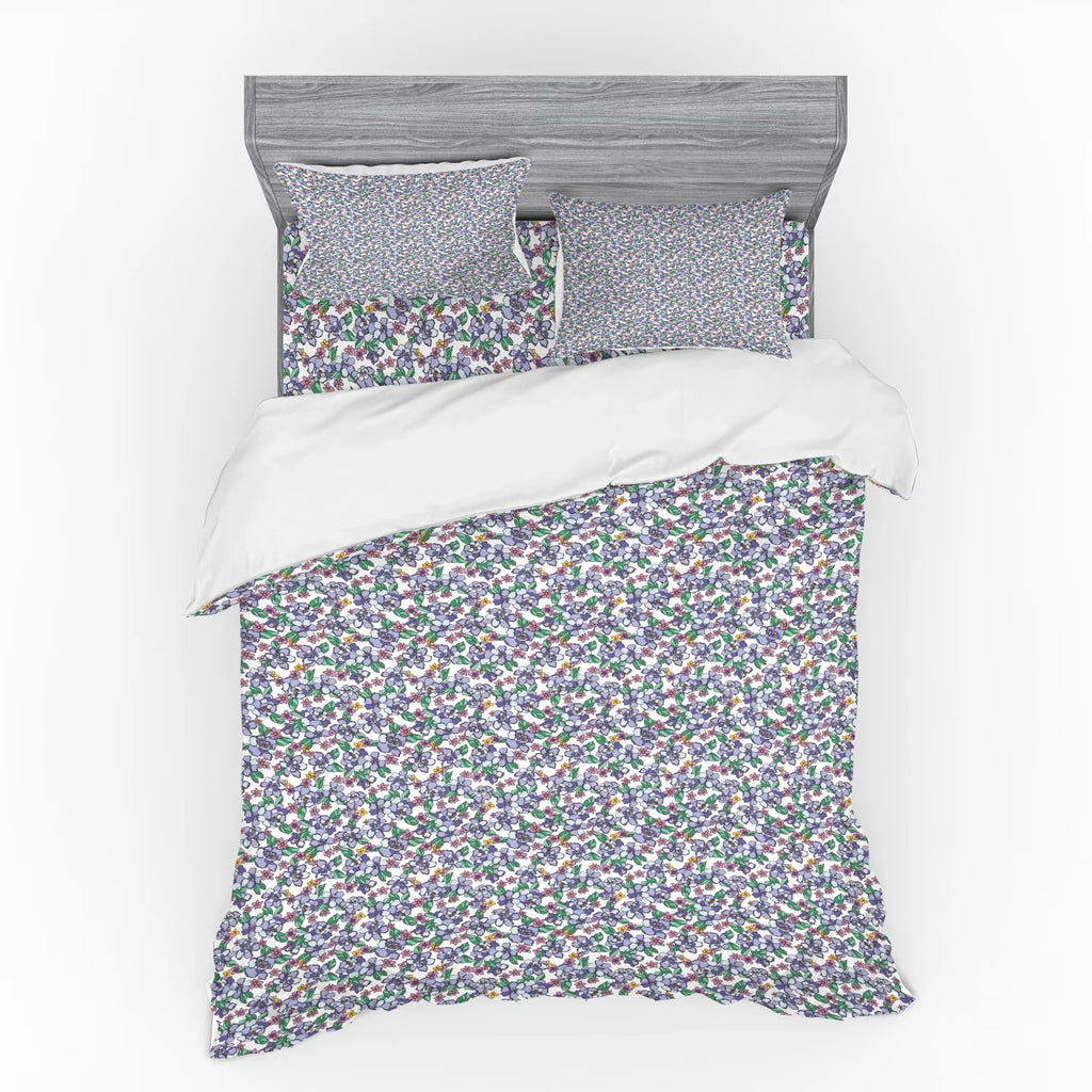 Floral Duvet Cover Set, Colorful Spring Blossom Flowers Repetitive Hand Drawn Like Pattern, Bedding Set with Shams and Fitted Sheet, 3 Sizes - image 3