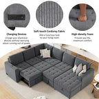 Roomfitters U-Shaped Sectional Sofa with Pull-Out Bed, Storage Chaise Lounge, and Integrated Charging Ports for Living Room - image 9
