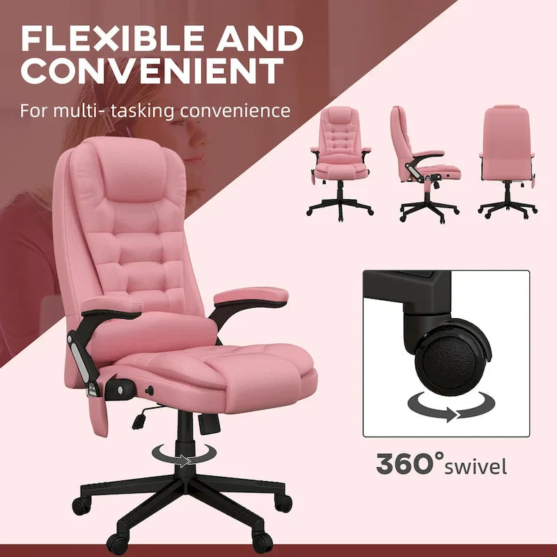 HOMCOM High Back Massage Office Chair with 6 Vibration Points and Heated Recline - PU Leather Computer Chair - image 9