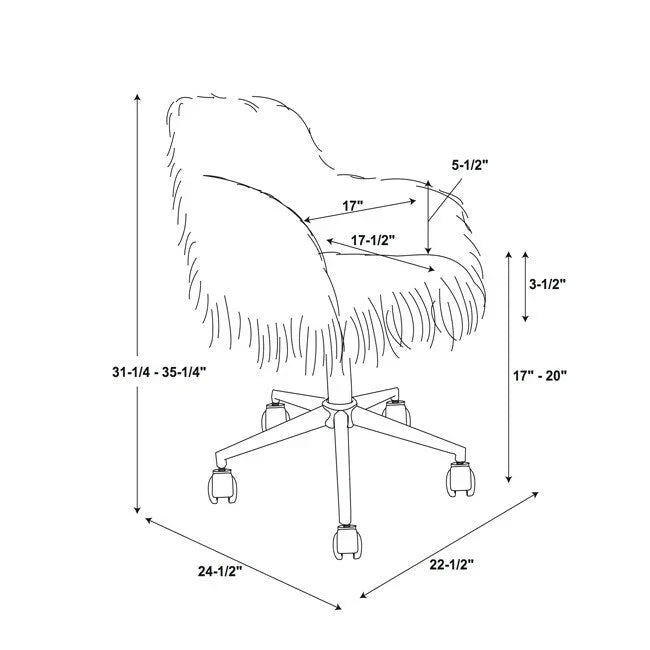 Amber Off-White Faux Fur Executive Chair - image 4