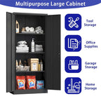 Steel Tool Storage Cabinet with Doors and 3 Shelves - Metal Garage Organizer - image 2