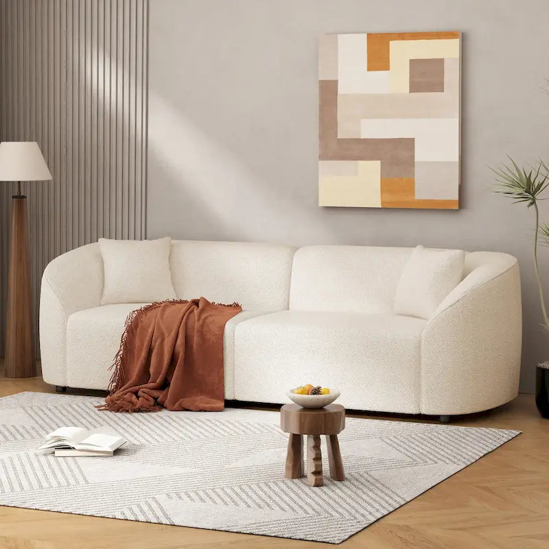 87.5 Boucle Curved 3-Seater Sofa with Sculptural Ergonomics - image 3