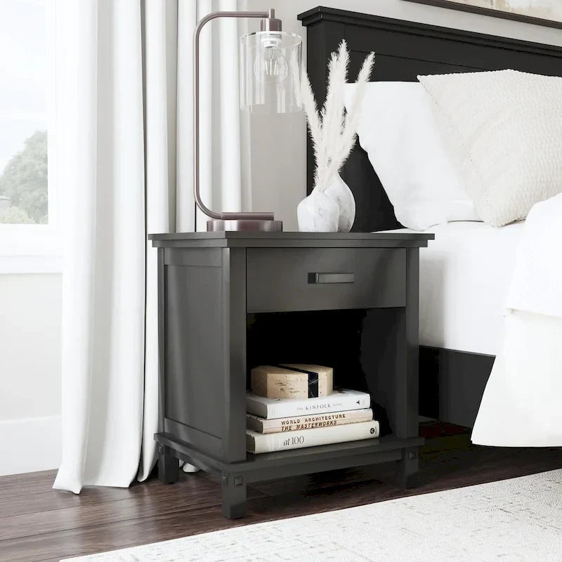 Homestyles Oak Park Black Wood Queen Bed and Nightstand Set - 2 Pieces - image 12