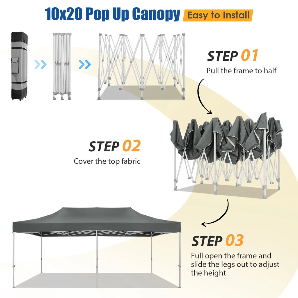 HOTEEL 10x15 Heavy Duty Canopy Tent ,Pop up Canopy for Parties Wedding,Commercial Easy up Gazebo with Roller Bag,UV 50+ &,White - image 45