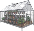 Papajet 6x12 ft Hybrid Polycarbonate Greenhouse with Lockable Hinged Door 2 Vent Window Walk-In Hobby Greenhouse Aluminum Hot House for Outdoor Garden - image 1