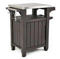 Unity Portable Outdoor Table and Storage Cabinet with Hooks for Grill Accessories-Stainless Steel Top for Patio Kitchen Island or Bar Cart, Espresso Brown - image 1