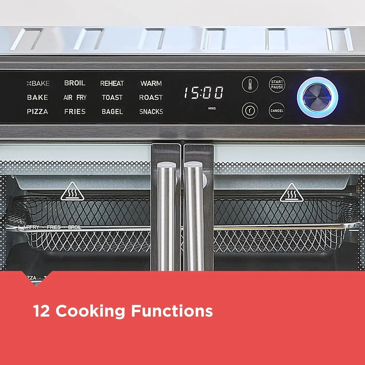Crisp 'N Bake Air Fryer Toaster Oven Combo, 12 in 1 Countertop Convection Oven Cooks Food Fast, Fits a Whole Pizza or 6 Toast Slices, French Doors with Stainless Steel Finish - image 6
