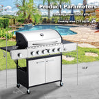 Upgraded 4 Burner BBQ Propane Gas Grill with Cast Iron Grates & Side Stove, 44,000 BTU Stainless Steel Burner Barbecue Grill for Patio, Camping, Outdoor Cooking. - image 23