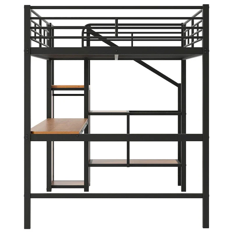Complete Loft Bed Set with Desk, Storage Staircase, Compact Wardrobe, and LED Lighting - image 13