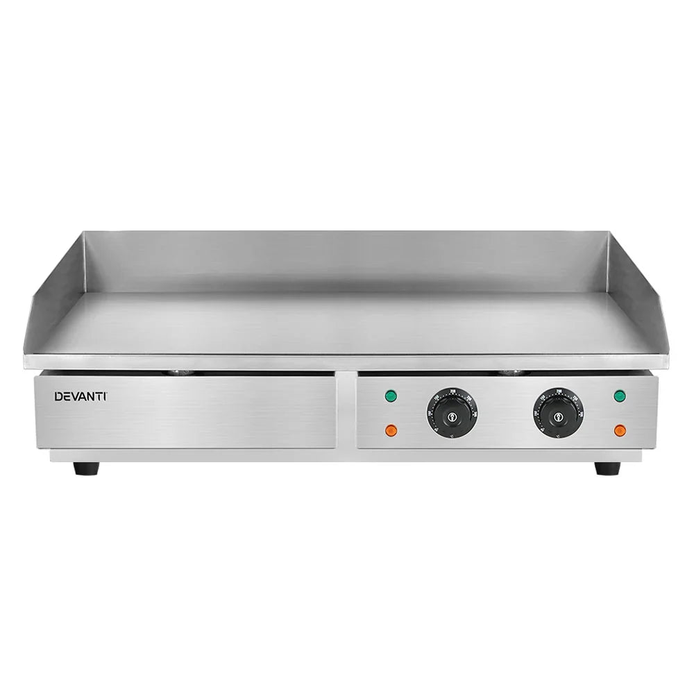 Devanti 73cm Commercial Electric Griddle BBQ Grill Plate 4400W Silver - image 3