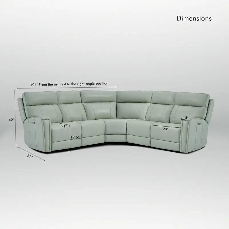 104" 3-Color Genuine Leather Power Reclining Sectional Sofa with Zero Gravity Feature, USB & USB-C Ports, and 2 Stationary Armless Chairs - image 12