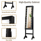Costway Black Mirrored Jewelry Cabinet Organizer with 18 LED Lights - image 6