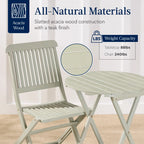 Best Choice Products 3-Piece Acacia Wood Bistro Set, Folding Patio Furniture w/ 2 Chairs, Table - Natural - image 20