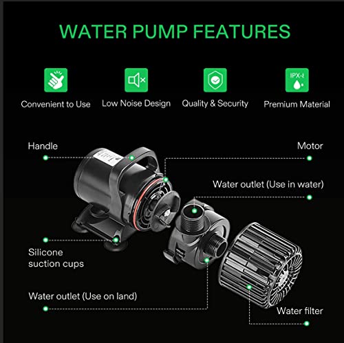 VIVOSUN 1600 GPH Submersible Water Pump, 100W Pond Pump, Ultra Quiet Aquarium Pump - image 5