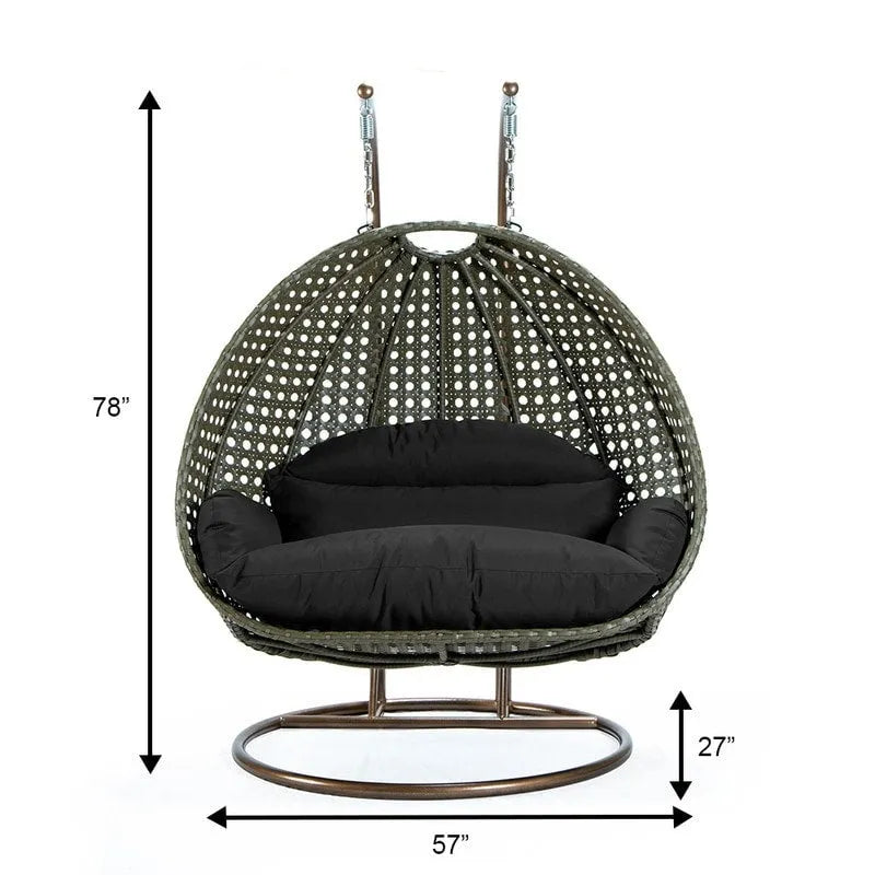 LeisureMod 2 Person Hanging Egg Chair with Stand - Outdoor/Indoor Rattan Wicker Patio Swing Hammock Lounger with Cushions - image 32