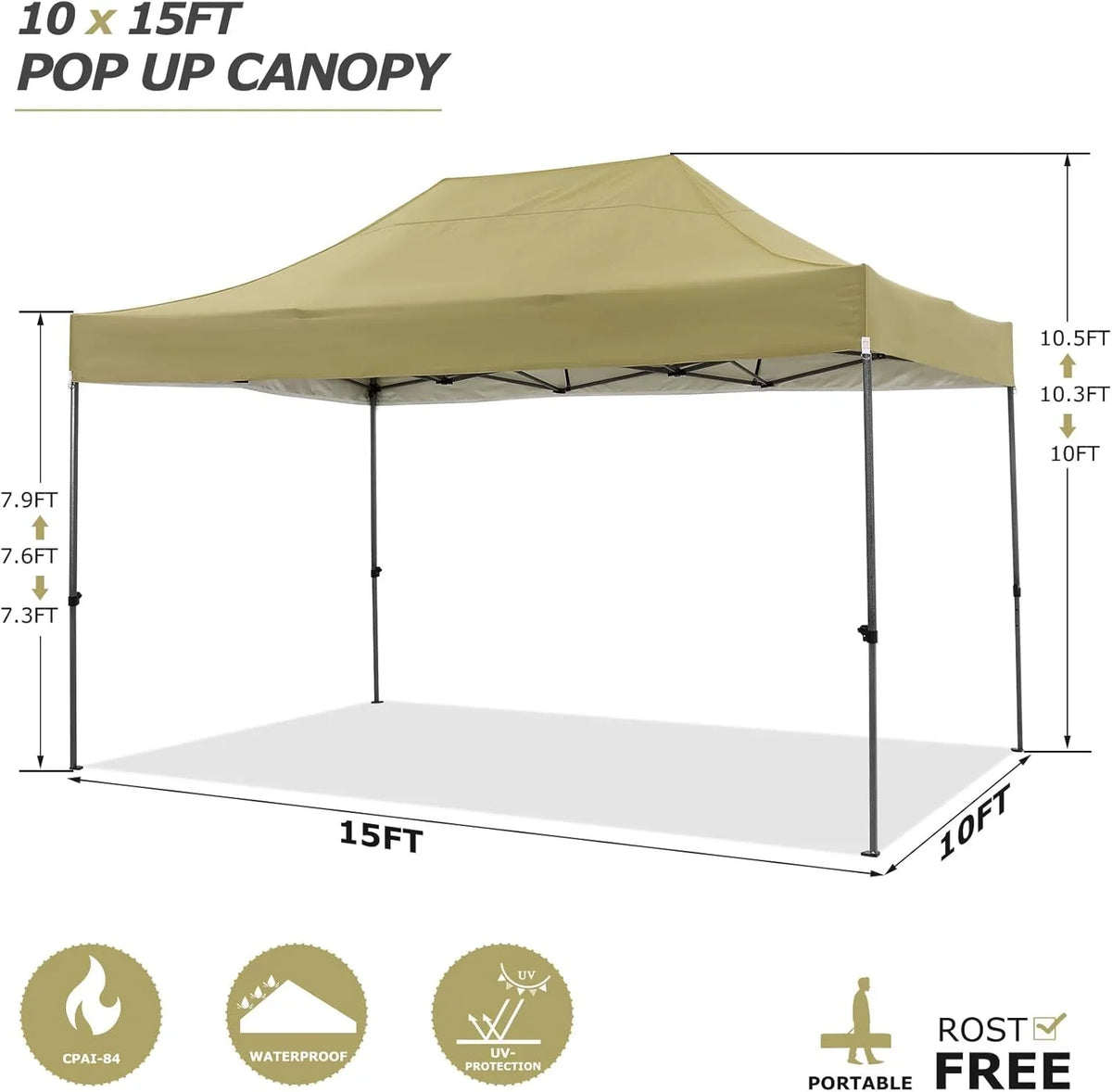 COBIZI 10x20 Heavy Duty Pop up Canopy Tent with 6 sidewalls Easy Up Commercial Outdoor Canopy Wedding Party Tents for Parties All Season Wind & Waterproof Gazebo with Roller Bag,Black(Frame Thickened) - image 155