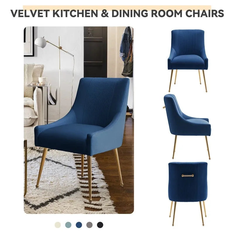 SEYNAR Set of 4 Modern Glam Boucle Velvet Dining or Vanity Chairs with Rear Handle - image 24