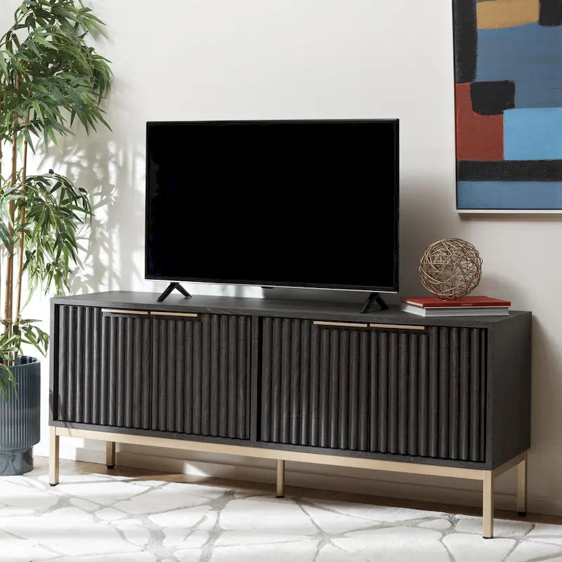 Mid Century TV Stand with Tambour Doors and Storage Drawers - image 9