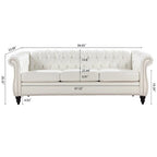 Cream 84.65 Traditional Chesterfield 3-Seater Sofa in PU Leather - image 12