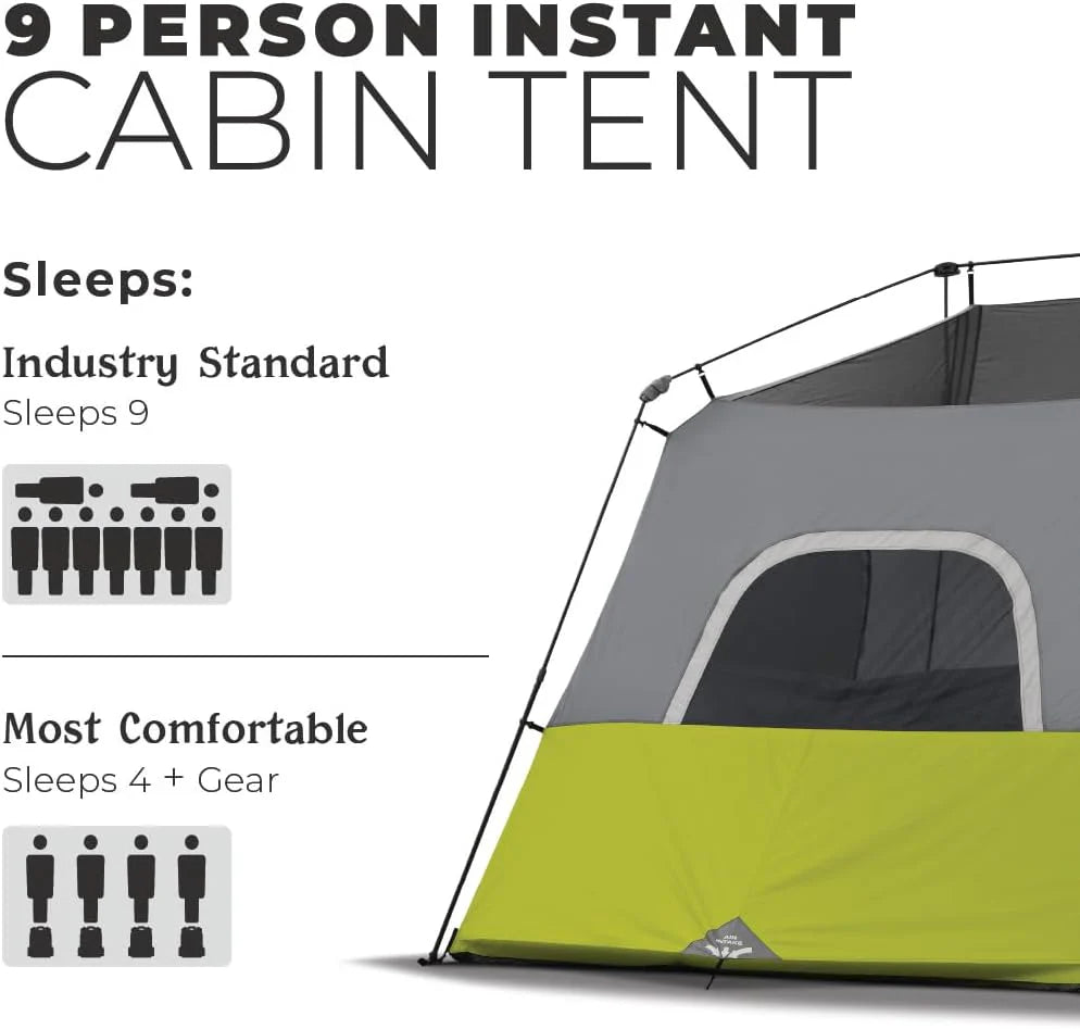 Core 9-Person Instant Cabin Tent, 14'x9', Green - image 2