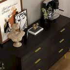 Elegant 6-Drawer Double Dresser with Gold Accents for Stylish Bedroom Storage - image 4