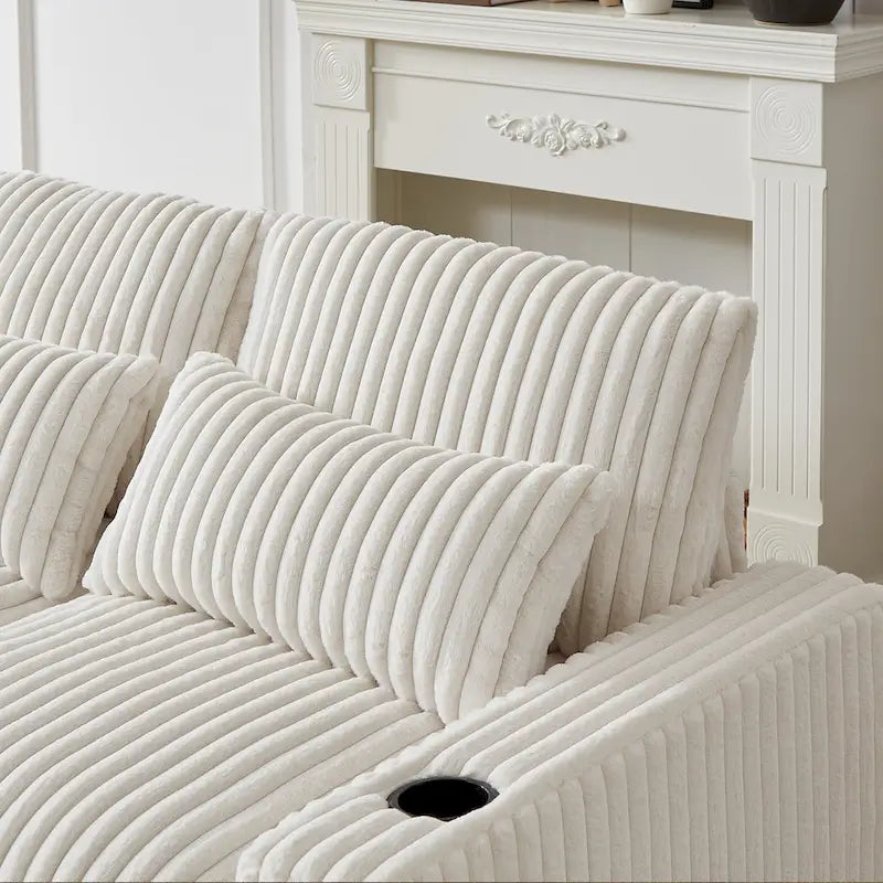 126W Large L-Shaped Corduroy Sofa with USB Charging Port - image 19