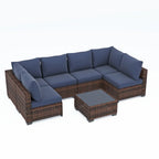Ainfox 7 Pcs Outdoor Patio Furniture Sofa Set on Sale, Grey Rattan Grey Cushion - image 18