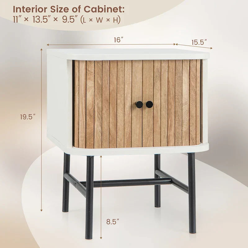 Gymax Set of 2 Compact Modern Nightstands with Sliding Drawer - image 3