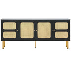 Bohemian Country Wood and Rattan TV Stand Media Console Storage Cabinet - Dimensions: 16.9" x 64.9" x 28.3" - image 10