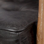 Phineas Black Genuine Leather Accent Chair with Brown Solid Wood Frame - image 8