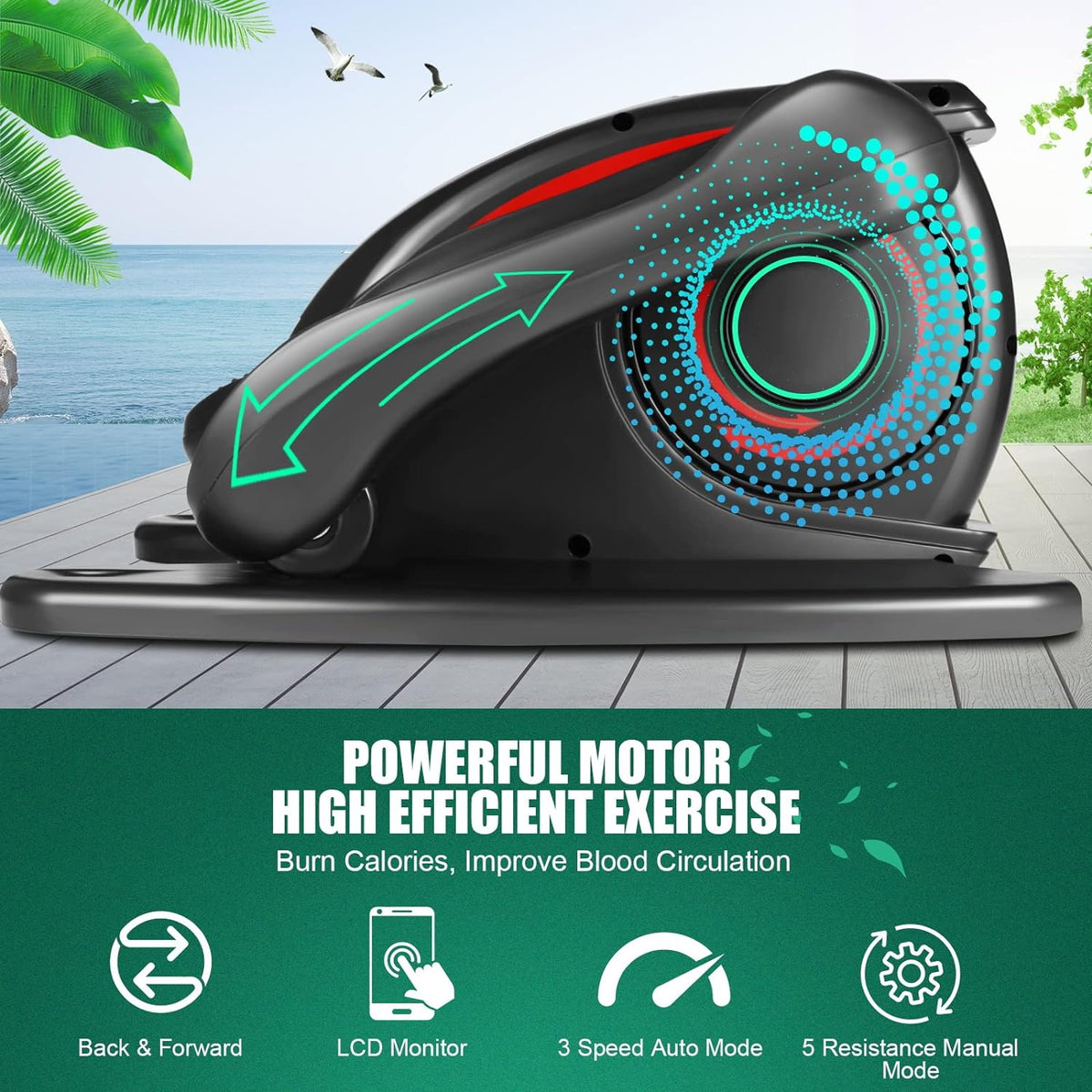Under Desk Elliptical, Electric Ellipse Leg Exerciser While Sitting for Seniors Adults, Quiet Portable Motorized Seated Foot Pedal Exerciser with Remote Control for Home Office Use - image 8