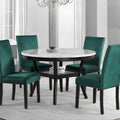 Kate 47-Inch Round Dining Table with Faux Marble Surface in White and Brown - image 1