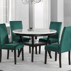 Kate 47-Inch Round Dining Table with Faux Marble Surface in White and Brown - image 1