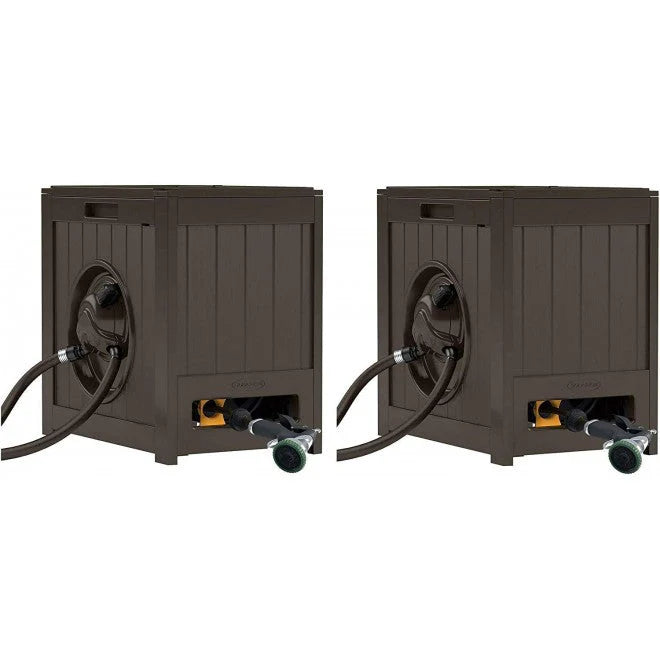 Suncast 125′ Aquawinder Auto Rewind Water Powered Yard Hose Reel, Java (2 Pack) - image 1