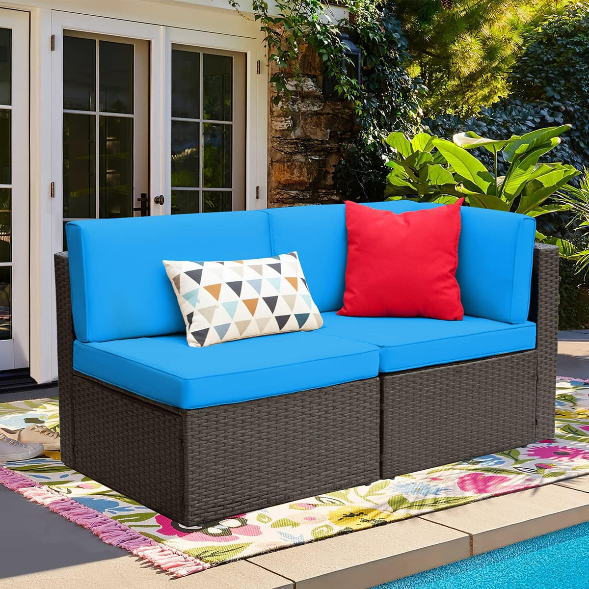 Devoko 5 Pieces Patio Furniture Sets All Weather Outdoor Sectional Patio Sofa Manual Weaving Wicker Rattan Patio Seating Sofas with Cushion and Glass Table(Beige) - image 16