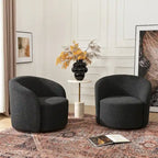 Set of 2 KINWELL 34-Inch Wide Upholstered Swivel Barrel Chairs - image 1