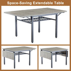 Contemporary Industrial 63.2" Extendable Dining Table with Drop Leaf, Accommodates 6 - image 11