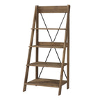Walker Edison Solid Wood 4-Shelf Ladder Bookshelf, Brown - image 5