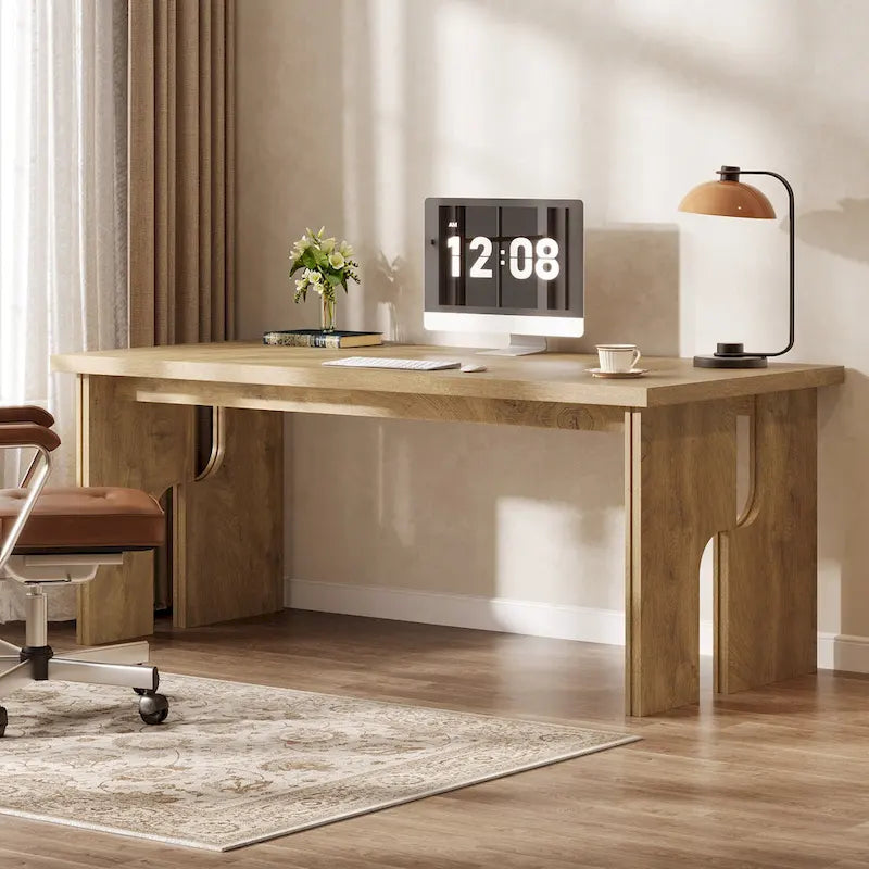 63-Inch Farmhouse Executive Desk with Unique Legs - Industrial Style Office Furniture for Home - image 7