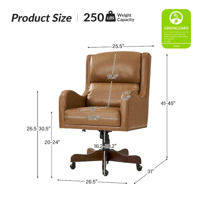 HULALA HOME Pete Adjustable Height Faux Leather Swivel Executive Chair with Tilt Mechanism - image 19
