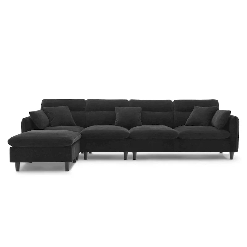 110-Inch L-Shaped 5-Seater Sectional Sofa with Removable Ottoman, Cloud Chenille Fabric, and 5 Cushions - image 31