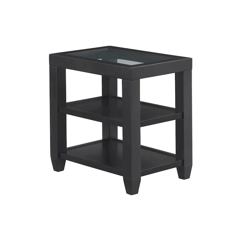 Cordero 16-Inch Wide Wood and Glass Top Chairside End Table with Shelf Storage - image 3