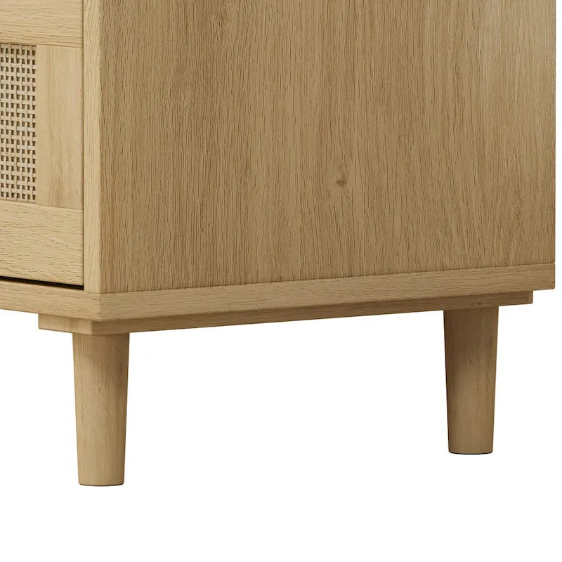 Oak Storage Cabinet with 3 Rattan Drawers - Dimensions: 31.5L x 15.55W x 30.12H - image 5