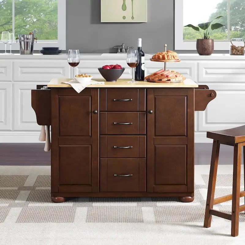 Kitchen Island Cart with Drawers Cabinets and Storage Rack on Wheels - image 3